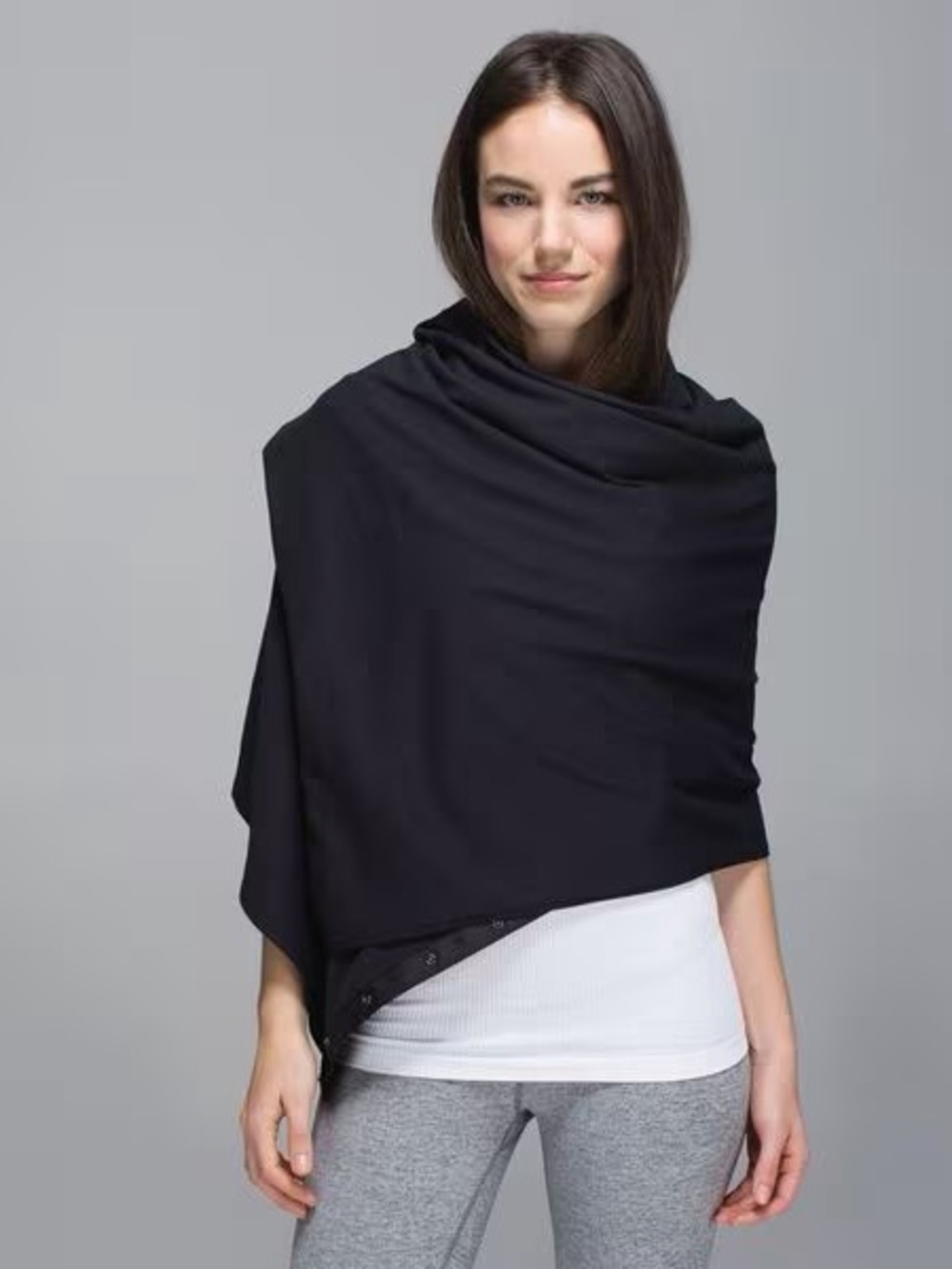 Lululemon Vynyasa Scarf One Size Black Snap Button Soft Oversized Cozy Travel